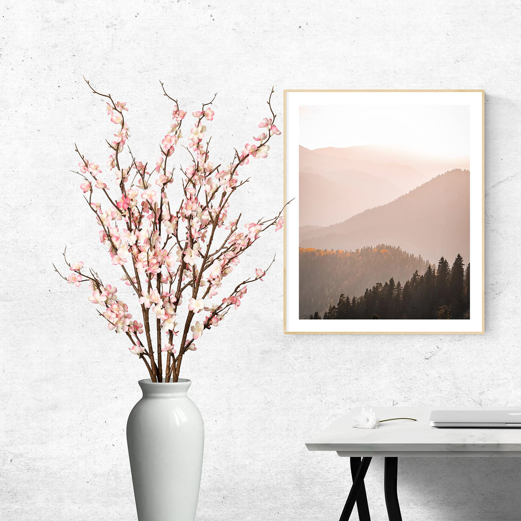 4Pcs Cherry Blossom Branches Artificial Flowers for Spring Summer Indoor Decoration, Faux Long Stem Artificial Flowers
