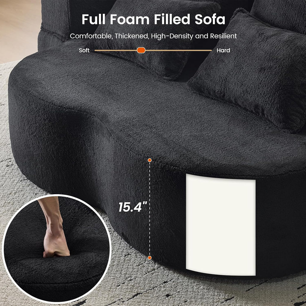 78" Convertible Sofa Bed, Full Size Sleeper Couch, Black | Boneless Folding Loveseat, Deep Seat, Soft Chenille, 4