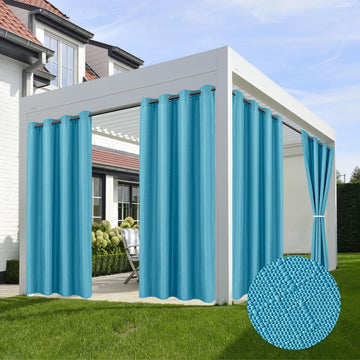Linen Outdoor Curtains Waterproof 4 Pcs 54x95 In Teal