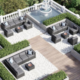 7 Piece Patio Furniture Set Wicker Rattan Patio Sectional Sofa Set Outdoor Seating Furniture with Thickened