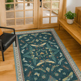 Teal 3x5 Entryway Rug - Door Rug Indoor for Large Kitchen, Living Room, Washable Low Pile Insect Déc