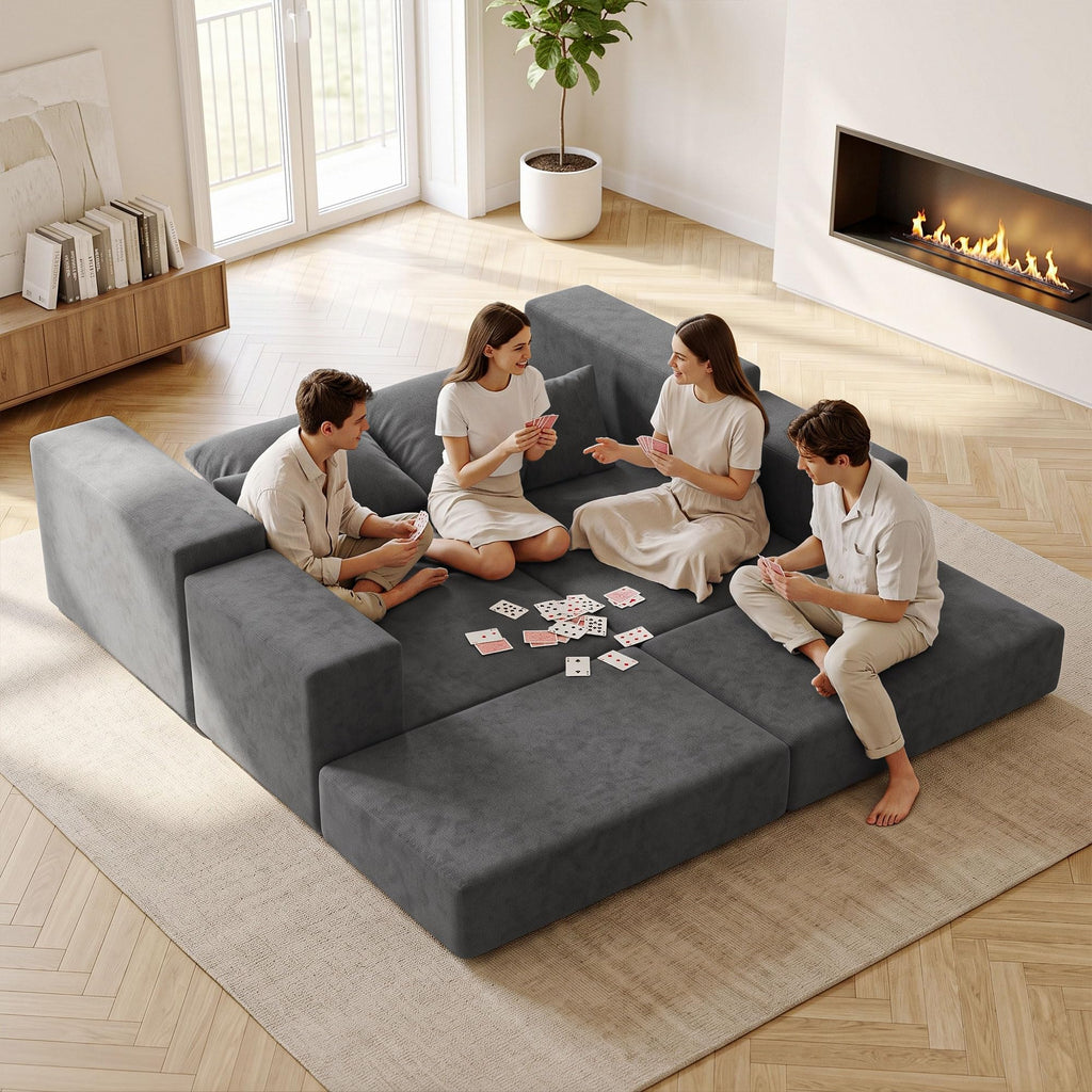 Cloud Modular Sectional Sofa, Comfy Boneless Couch, Modern L-Shaped Couch with Reversible Chaise, Customizable