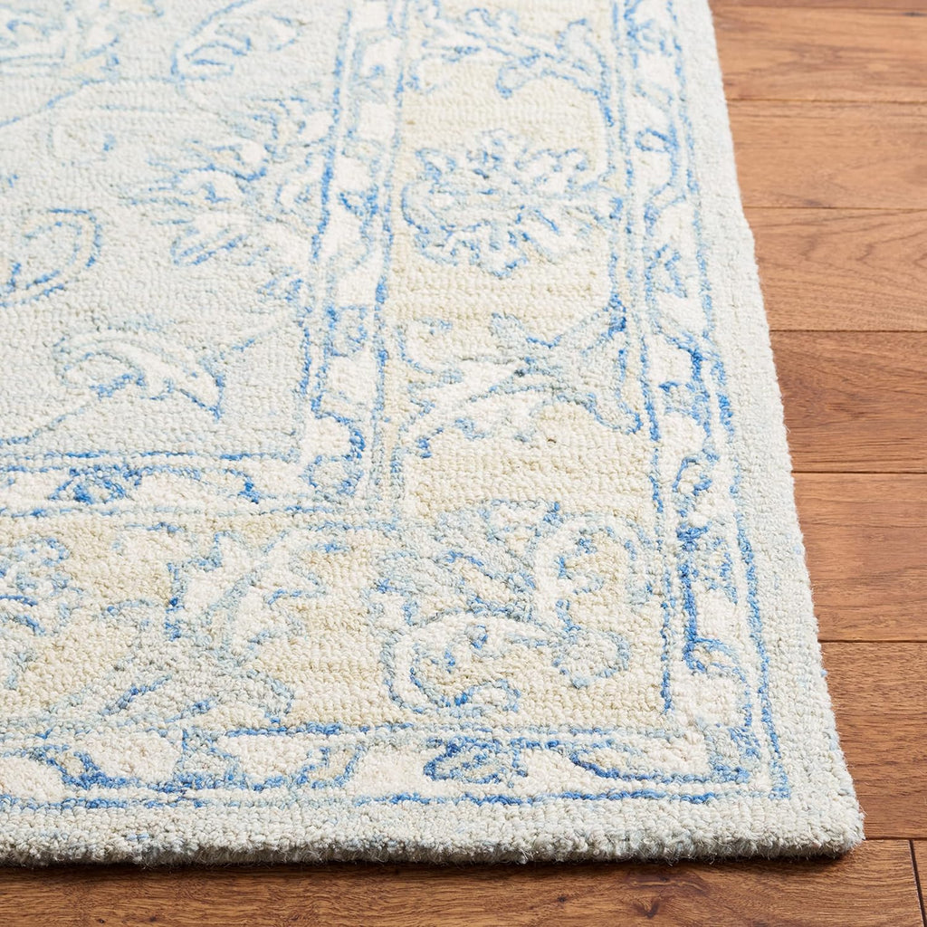 Micro-Loop 10' x 14' BlueBeige Handmade Premium Wool Dining Area Rug