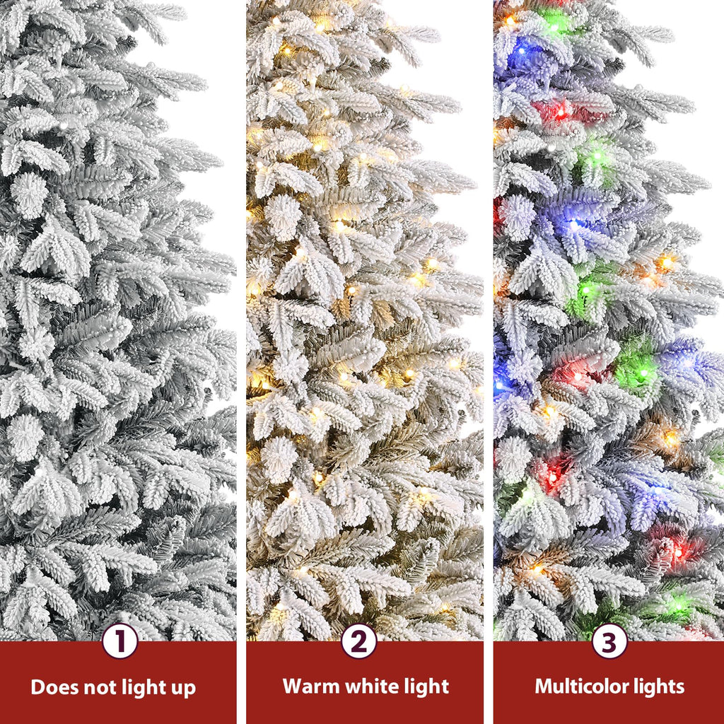Prelit Artificial Flocked Christmas Tree 5FT & Multi-Color Lights