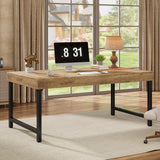 55" Industrial Executive Desk, Rustic Simple Computer Laptop Desk with Strong Metal Legs