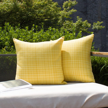 Pack of 2 Decorative Outdoor Waterproof Throw Pillow Covers Stripe Square Pillowcases Modern Cushion Cases