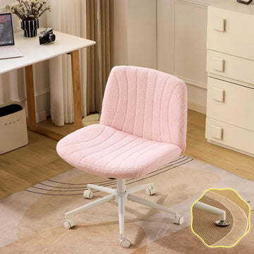 Criss Cross Legged Chair, Wide Comfy Office Desk Chair, Dual-Use with/no Wheels Computer Task Chair, Swivel Armless