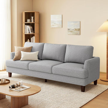 Mid Century Modern Couches , 89" Comfy Grey Couch Sofa with 3-Seater Deep Seats, Upholstered Sofas Apartment