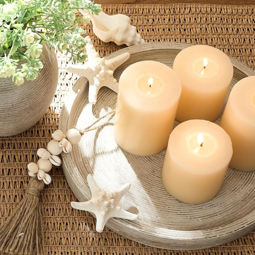 Decorative Table Tray Round Trays Home Decor Cement (11.8" Retro) | Farmhouse for Table Candle Organizer Living Room