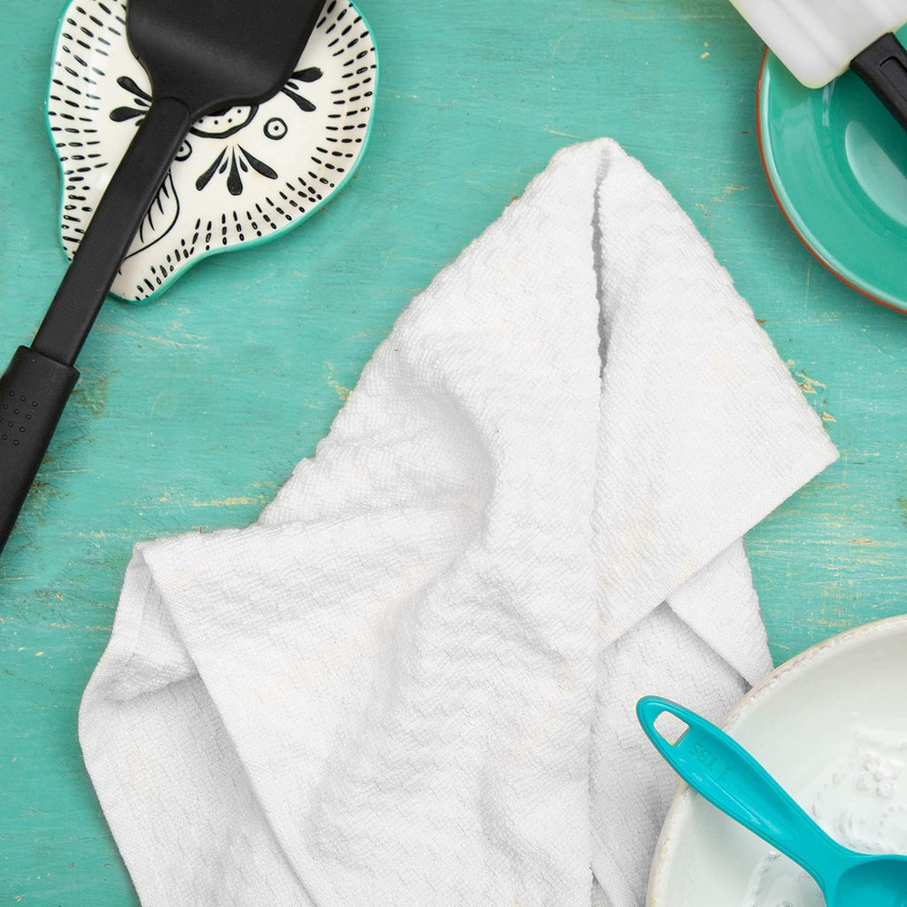 Amazing Kitchen Towel - 12 Pack 100% Cotton Waffle Terry Towel | White - 16x28 inch Euro Café Waffle Weave Dish