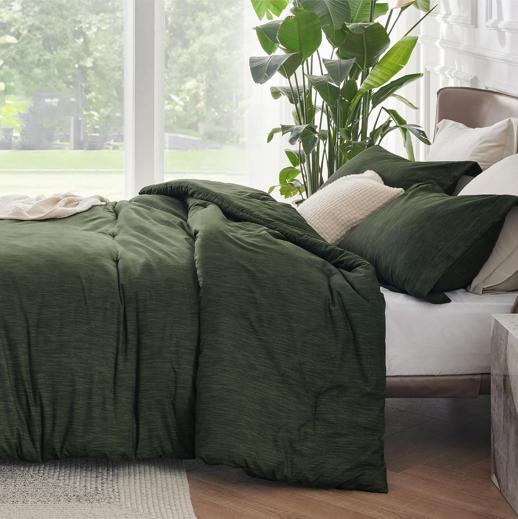 Green Queen Comforter Set, Soft Cationic Dyed Bedding Set 3 Pcs - Set of 3