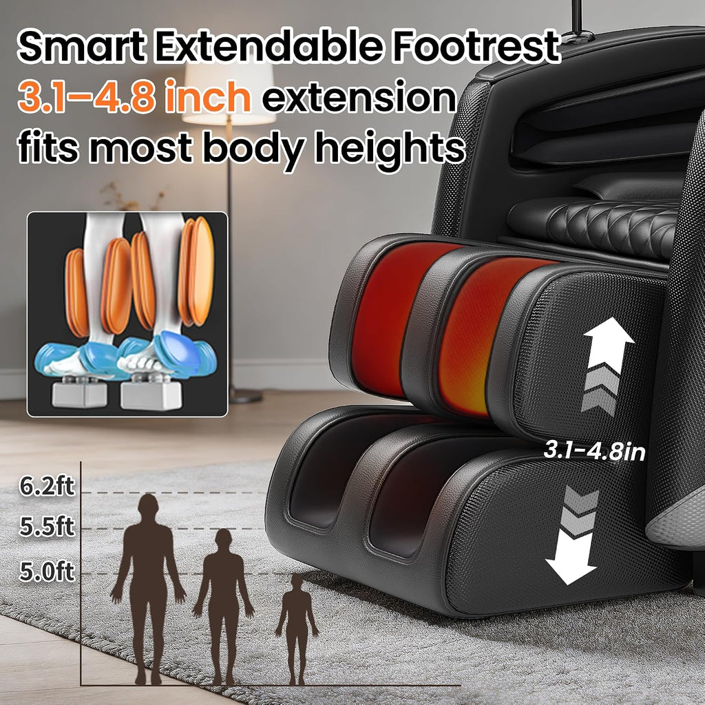 Massage Chair Full Body, Zero Gravity Massage Recliner with Deep Kneading Shiatsu Massage, Foot Roller Reflexology