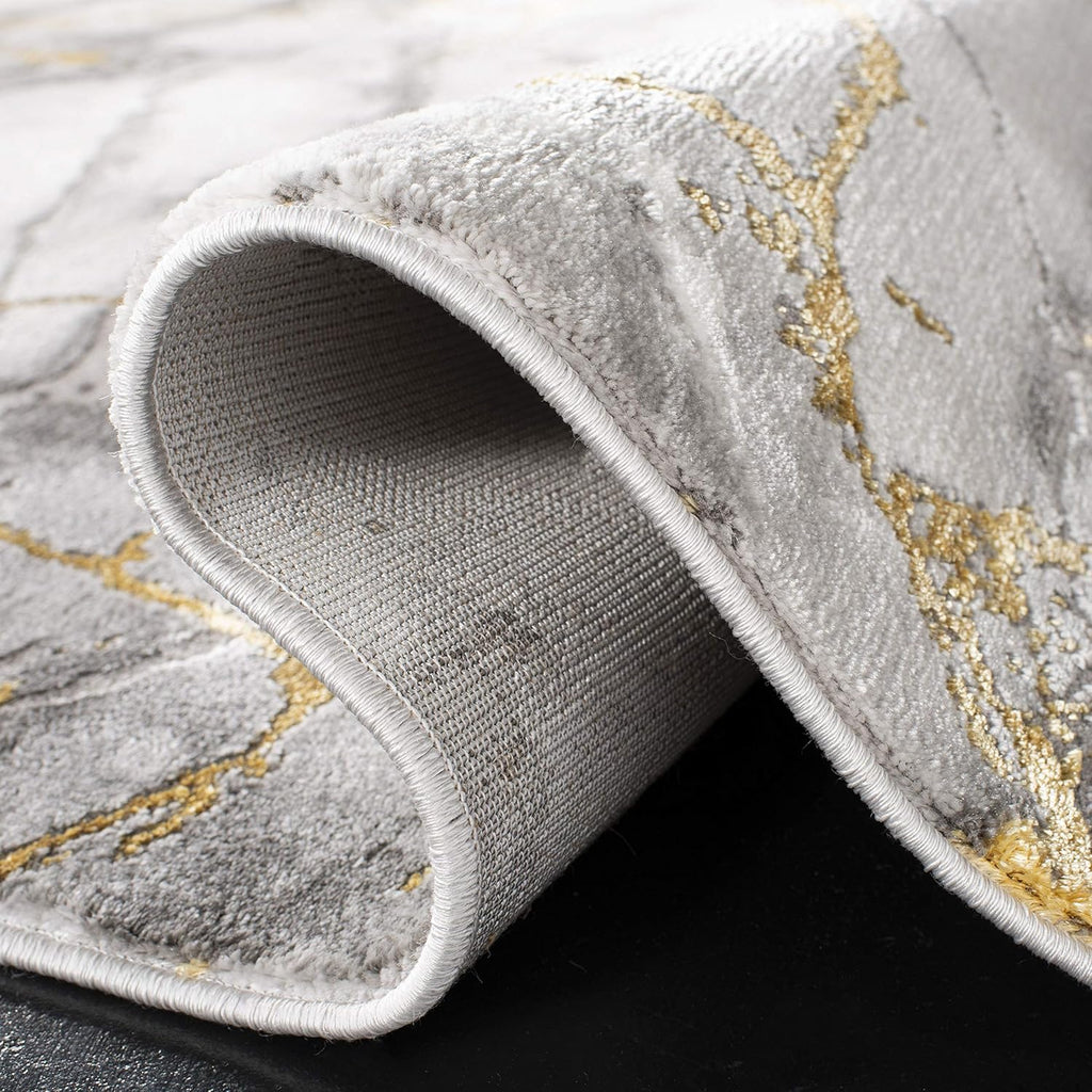 Area Rug - Craft Collection - Large - Grey & Gold, Modern Abstract Design, Non-Shedding & Easy Cleaning, Ideal