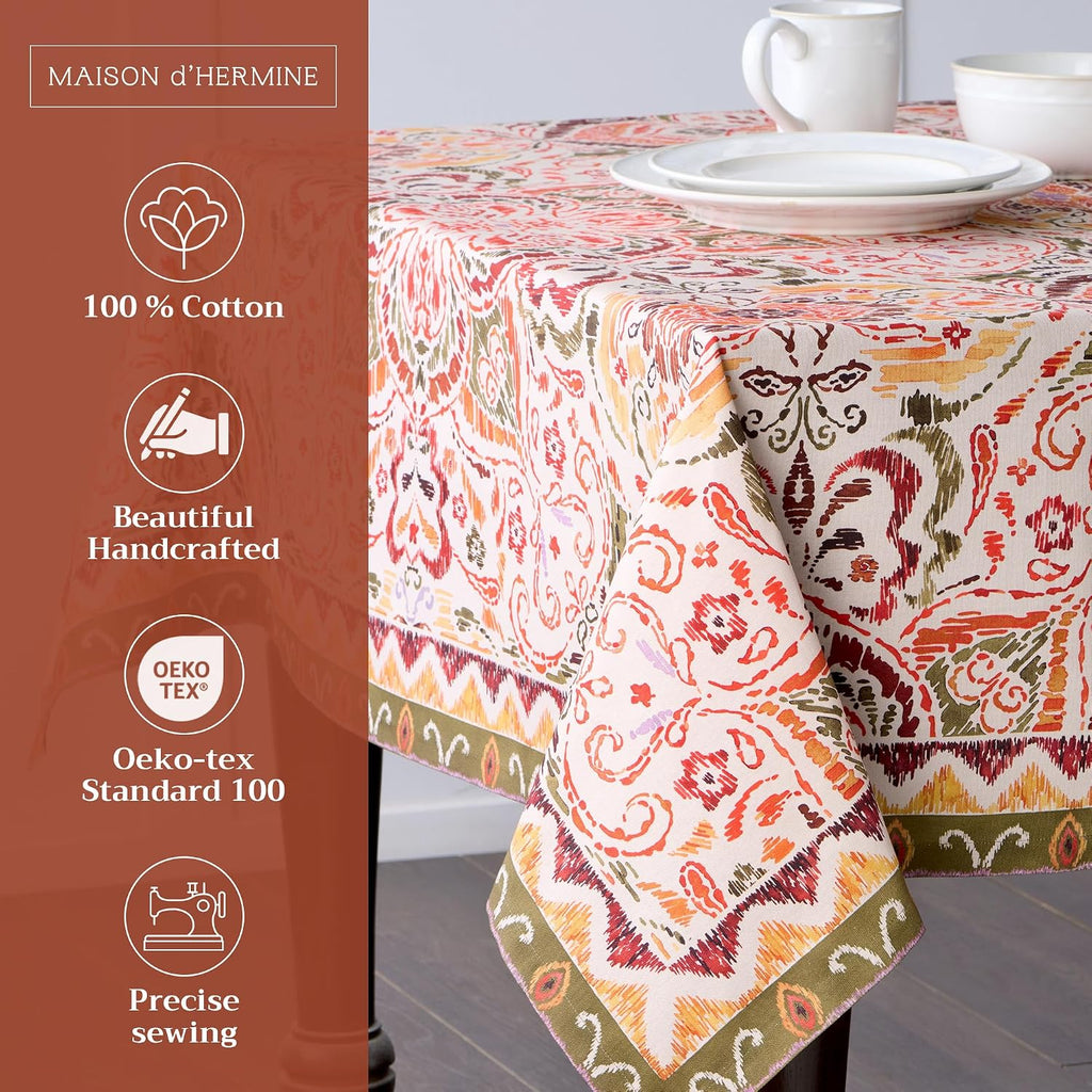 Table Cloth Square Table 100% Cotton 54 x 54 Inches Fall Tablecloth Reusable Everyday Use for Thanksgiving Christmas