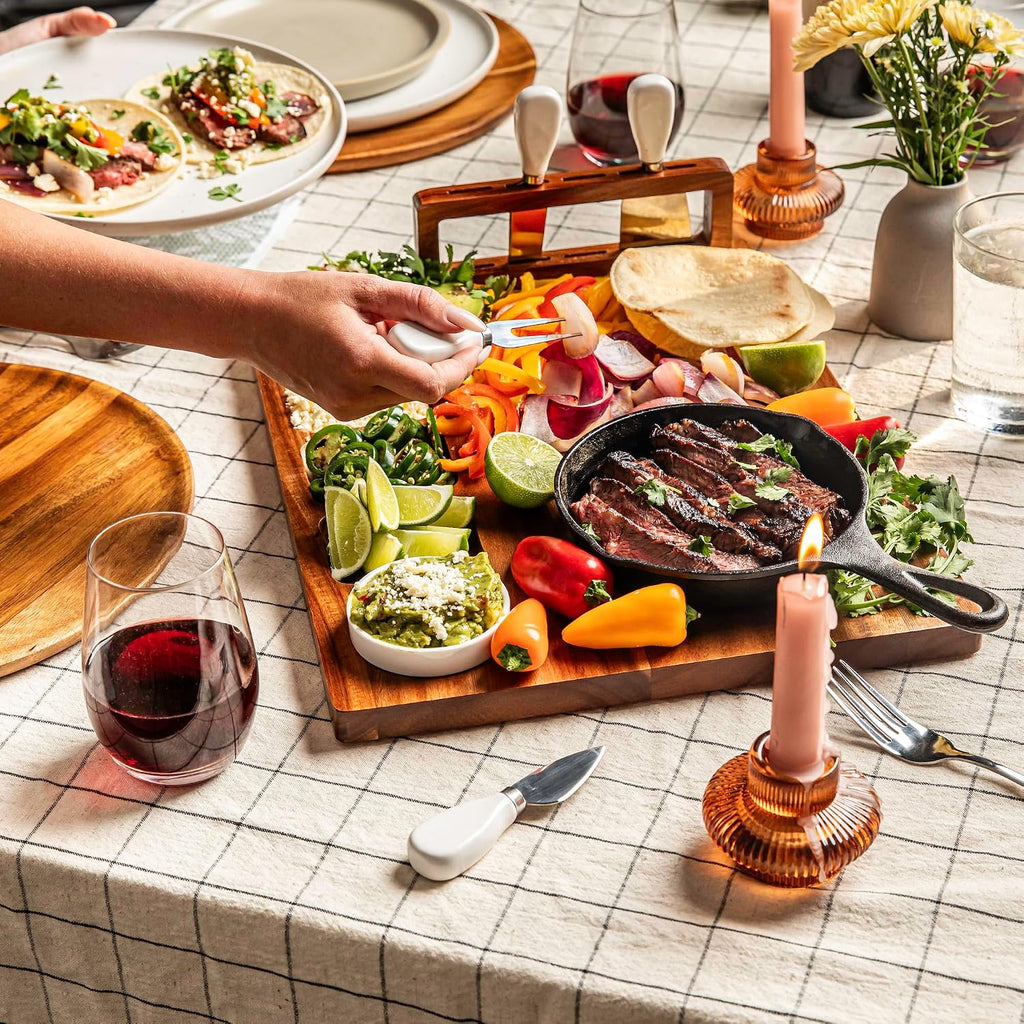 Charcuterie Board Set with Serving Accessories, Large Acacia | Housewarming and Wedding Gift for Women, Perfect for