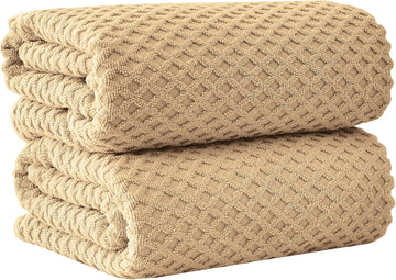 Oversized Bath Sheets - 100% Cotton 2 Pack 68x35 Extra Large Towel - Absorbent, Durable, Quick-Dry Towels (Oatmeal)