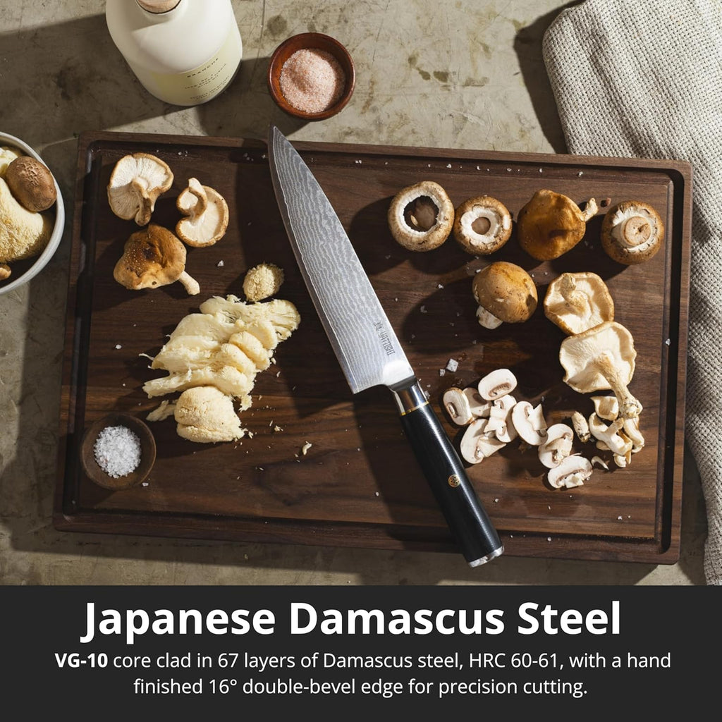 Magnetic Kitchen Knife Block Set - Japanese 67 Layer High-Grade VG-10 Steel Knives, Sharp, G10 Handle Professional