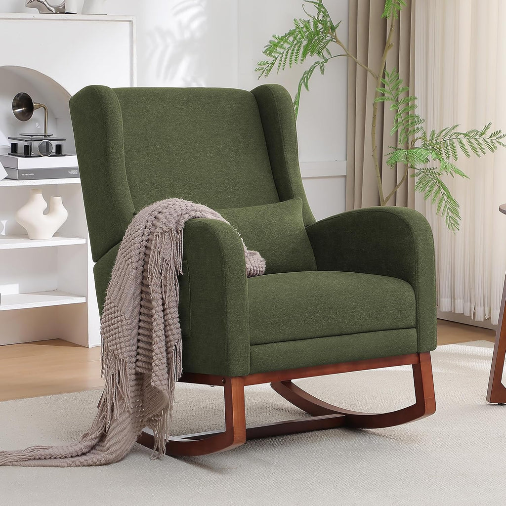 Rocking Chair Nursery, Nursery Rocking Chairs with Foot Rest, Comfy Glider Rocker Nursing Chair with Back Pillow for