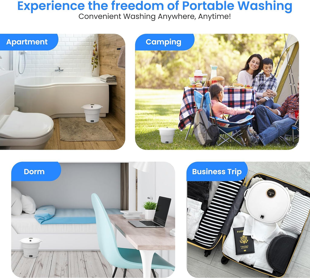 Mini Portable Washing Machine, Foldable Compact Washer for Dorms, Travel, Apartments and Camping, Semi-Automatic