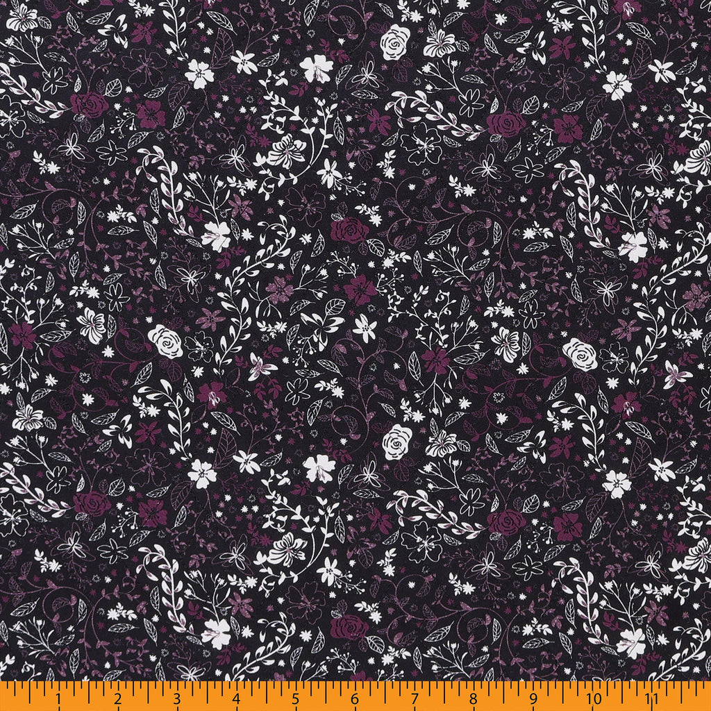 Double Faced Quilted Cotton, Faux Metallic Italian Plum