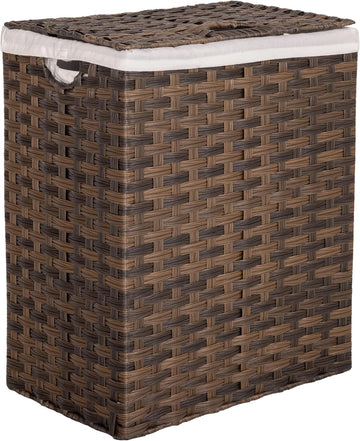 Premium Handwoven Portable Laundry Bin Basket with Carrying Handles, Household Storage for Clothes, Linens, Sheets