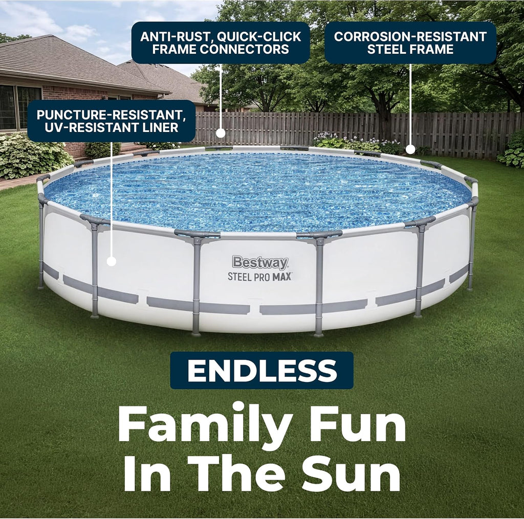 Steel Pro MAX 14' x 33" Round Above Ground Pool Set with Pump | Metal Frame Pool, Corrosion-Resistant Steel