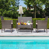 Greesum Patio Furniture 4 Pieces Conversation Sets Outdoor Wicker Rattan Chairs Garden Backyard Balcony Porch Poolside
