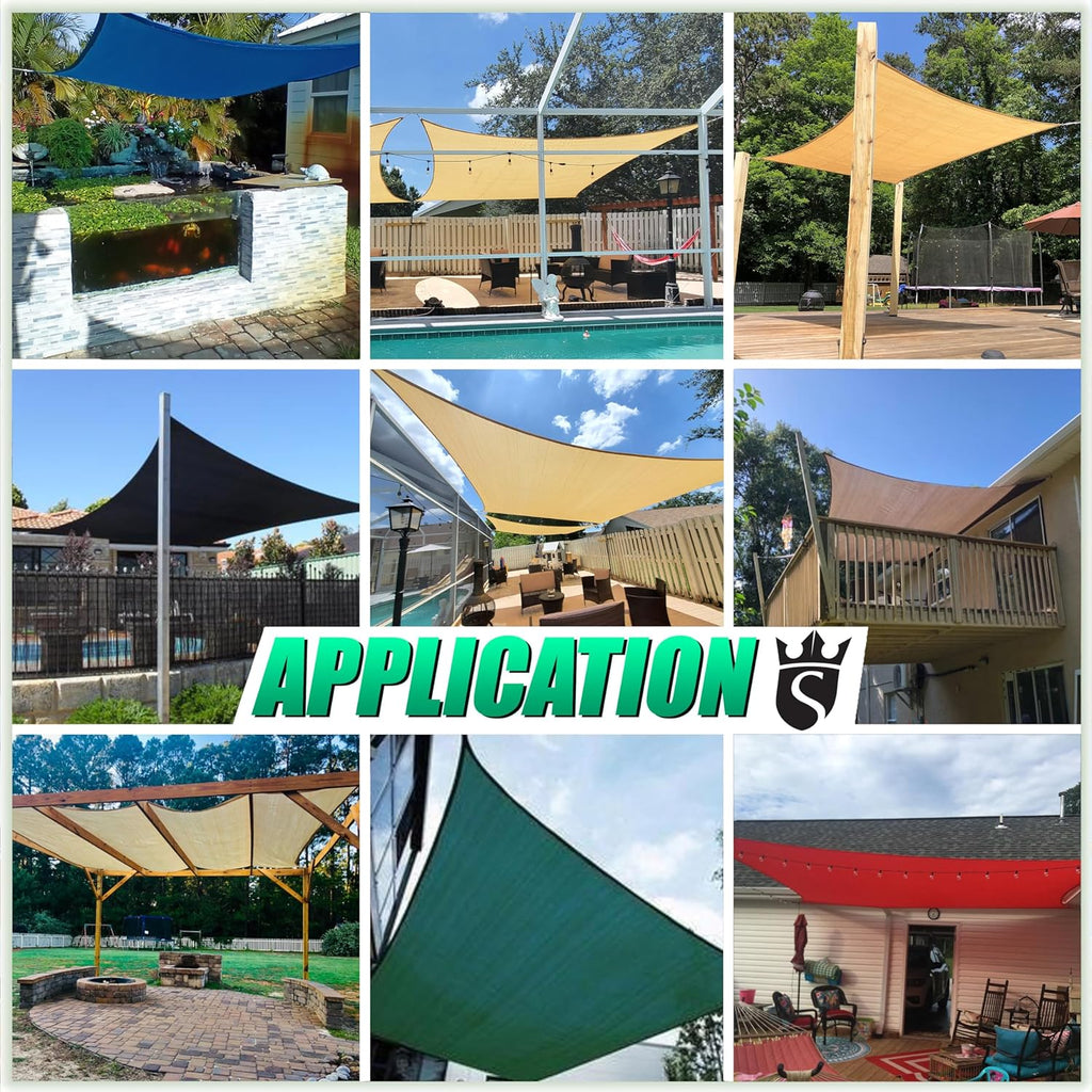 14' x 20' Beige Rectangle Sun Shade Sail Canopy Outdoor Patio Fabric Screen Awning RTAPR1420 - UPF50+ 95% UV