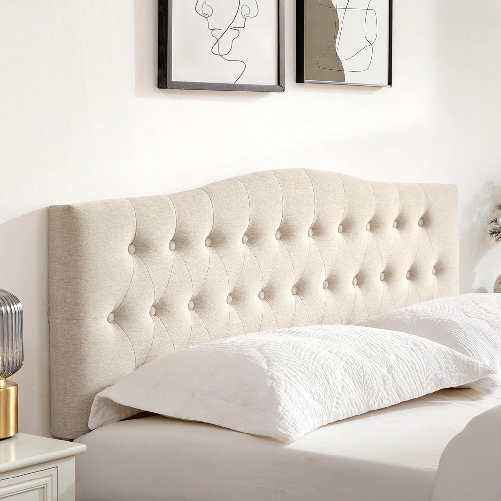 Tufted Upholstered Headboard Queen, Sturdy and Durable Solid Wood Bed headboard, Fabric Headboard Adjustable Height