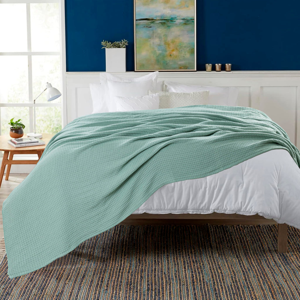 100% Soft Premium Combed Cotton Thermal Blankets - Soft Cozy Warm Cotton Blanket- Bed Throw Blanket- Bed