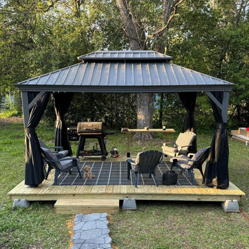 10' X 14' Patio Hardtop Gazebo Aluminum Outdoor Gazebo with Double Galvanized Steel Roof for Deck Backyard All Weather
