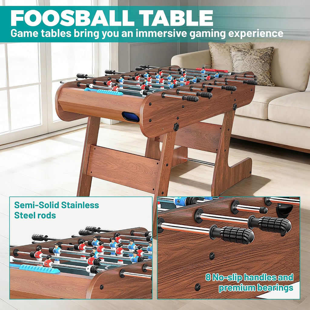 2-in-1 Multi Game Table, 53.5" Foosball Table, Air Hockey Table for Adult and Kids- Indoor Entertainment Center for Family Fun, Party