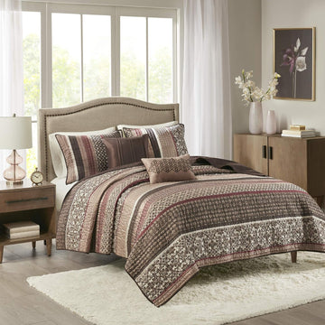 Quilt Set Luxurious Jacquard Stripes Design - All Season, Coverlet Bedspread Lightweight Bedding Layer, Shams