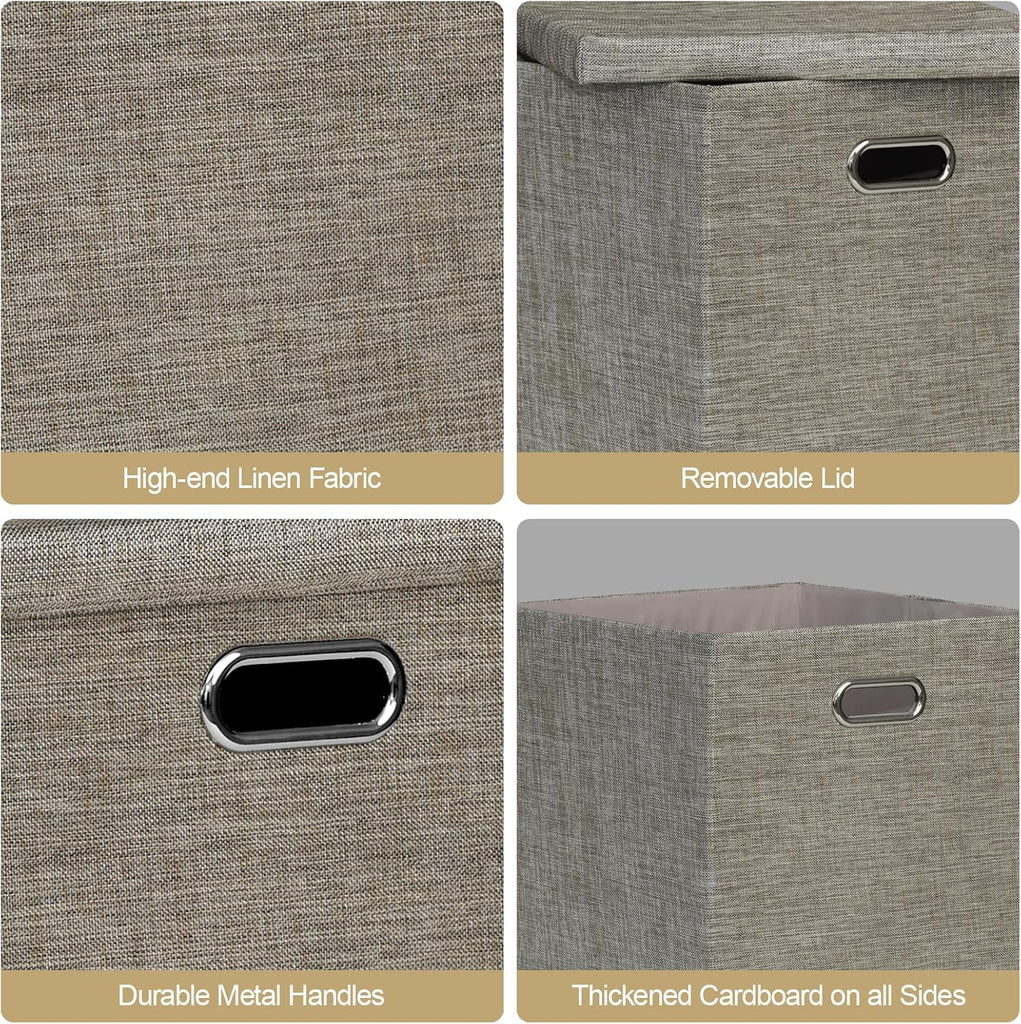 Storage Bins with Lids,13×13×13 Foldable Storage Cube Baskets Boxes Fabric Drawers for Closet Shelf Cabinet