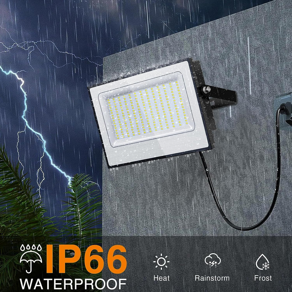 200W Flood Lights Outdoor,19000lm Bright LED Work Light with Plug,Daylight White LED Flood Lighting,IP66 Waterproof