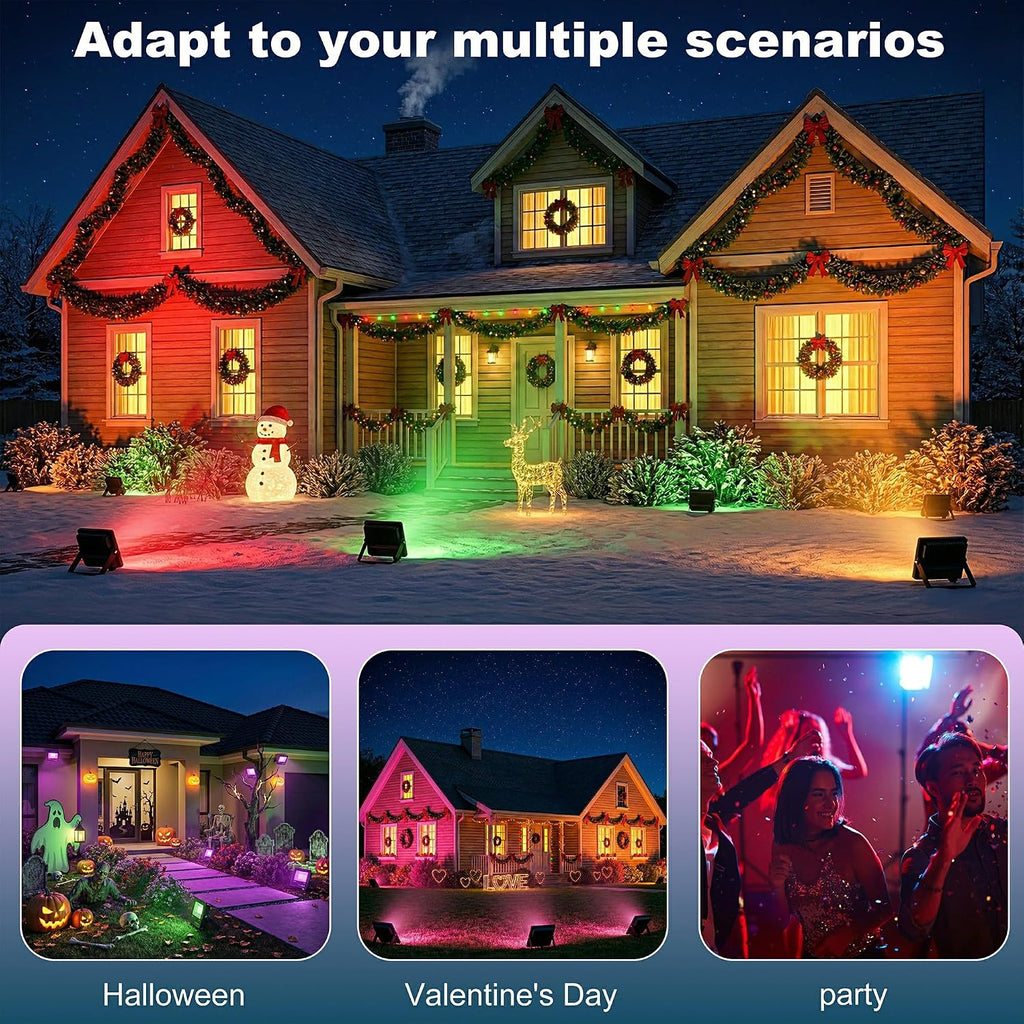 LED Flood Light Outdoor,RGB Waterproof (IP66) Flood Light with APP Control,15W Outdoor Color Changing with DIY Scene