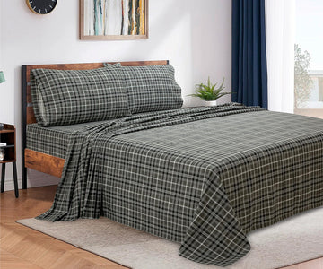 4 Piece 100% Cotton Flannel Sheets Bed Set - Warm & Extra Soft - Deep Pockets, Breathable, All Seasons