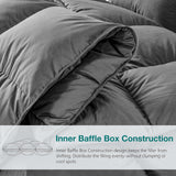 Pinch Pleat Goose Down Feathers Fiber Comforter Full/Queen All Season-Ultra Soft and Cozy Noiseless 