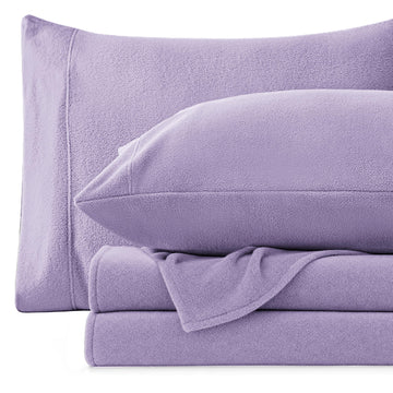 Fleece Full Sheet Set - 4 Pcs Lavender Super Soft Plush Polar Fleece Bed Sheets Set with 16" Deep Pocket, Cozy Warmth