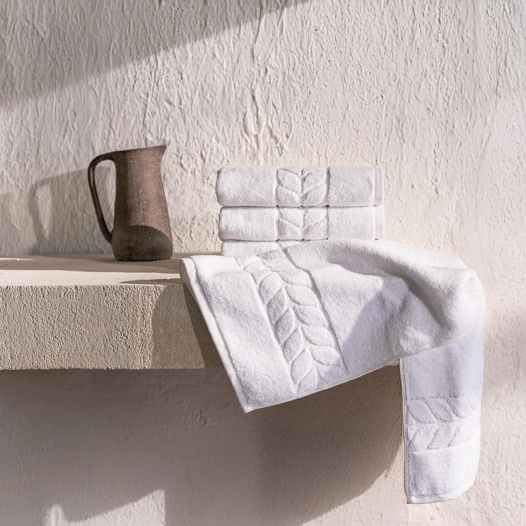 Organic Turkish Cotton Bath Towels, Hand Towels - Premium Jacquard Collection, Certified Organic Cotton Towel Set