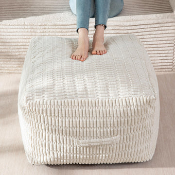 Pouf Ottoman Stuffed Square Modern Foam Filled Foot Rest Poufs Chair Decorative 20 X 14 Inches Boho Relax Stool for