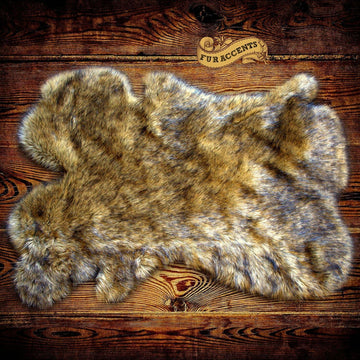 Brown Spotted Lynx, Lion, Wolf, Coyote Faux Fur Rug, Shag Pelt Rug, Faux Flokati Pelt, Suede Lined (2'x3')