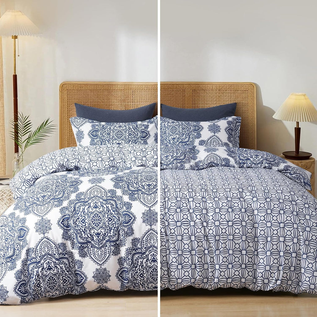Ultra Soft Paisley Duvet Cover, Printed Bedding Set 3 Pieces, Comfy Farmhouse Pattern Duvet Cover Set with 2