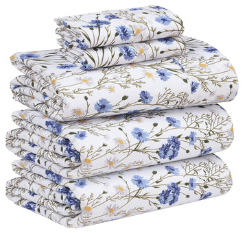 100% Cotton Split King Sheets, Percale Sheet Set, Sweet Pea