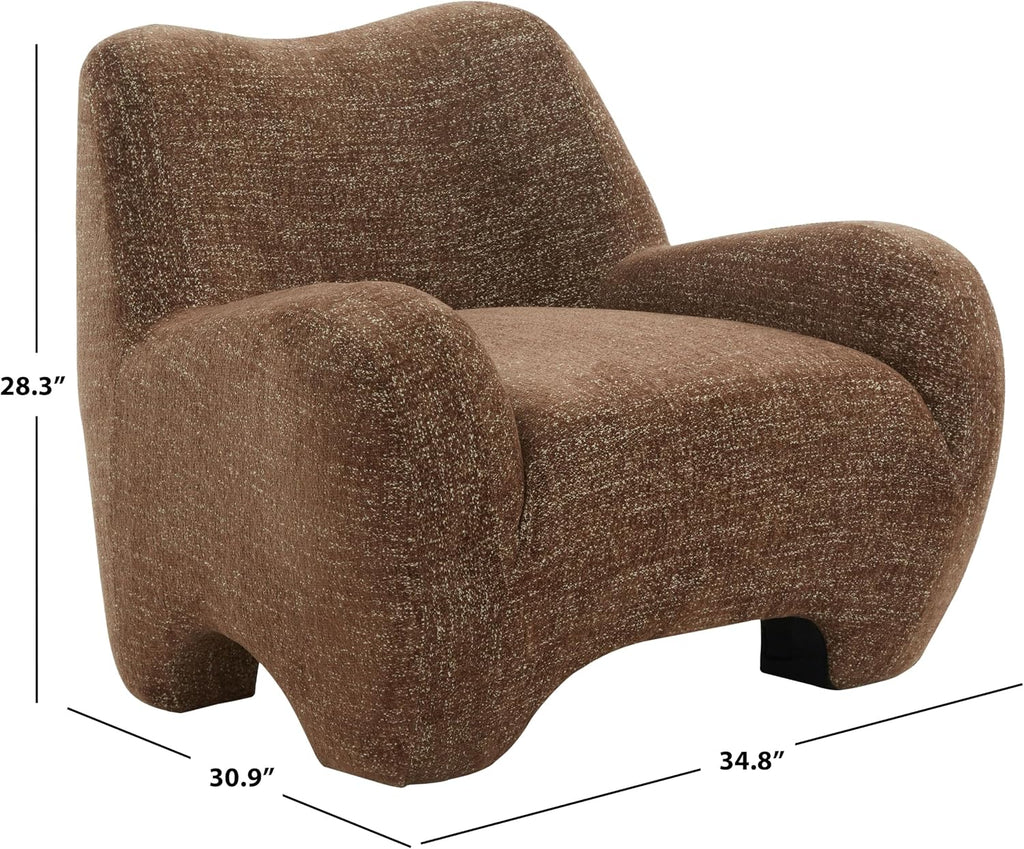 Couture Collection - Randal Dark Brown Chenille Accent Chair, Fully Assembled Upholstered Lounge Seating with Curved
