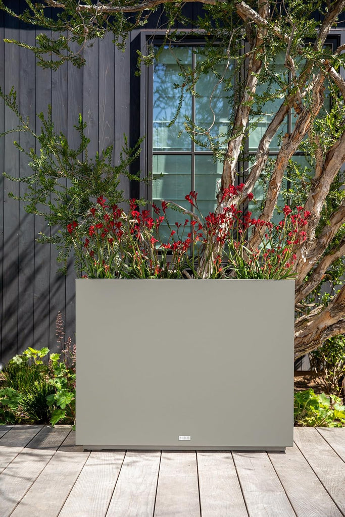 Block Series Span Plastic Planter - Tall Rectangular Planter for Indoor or Outdoor Patio/Porch, Gray, 30" in Height