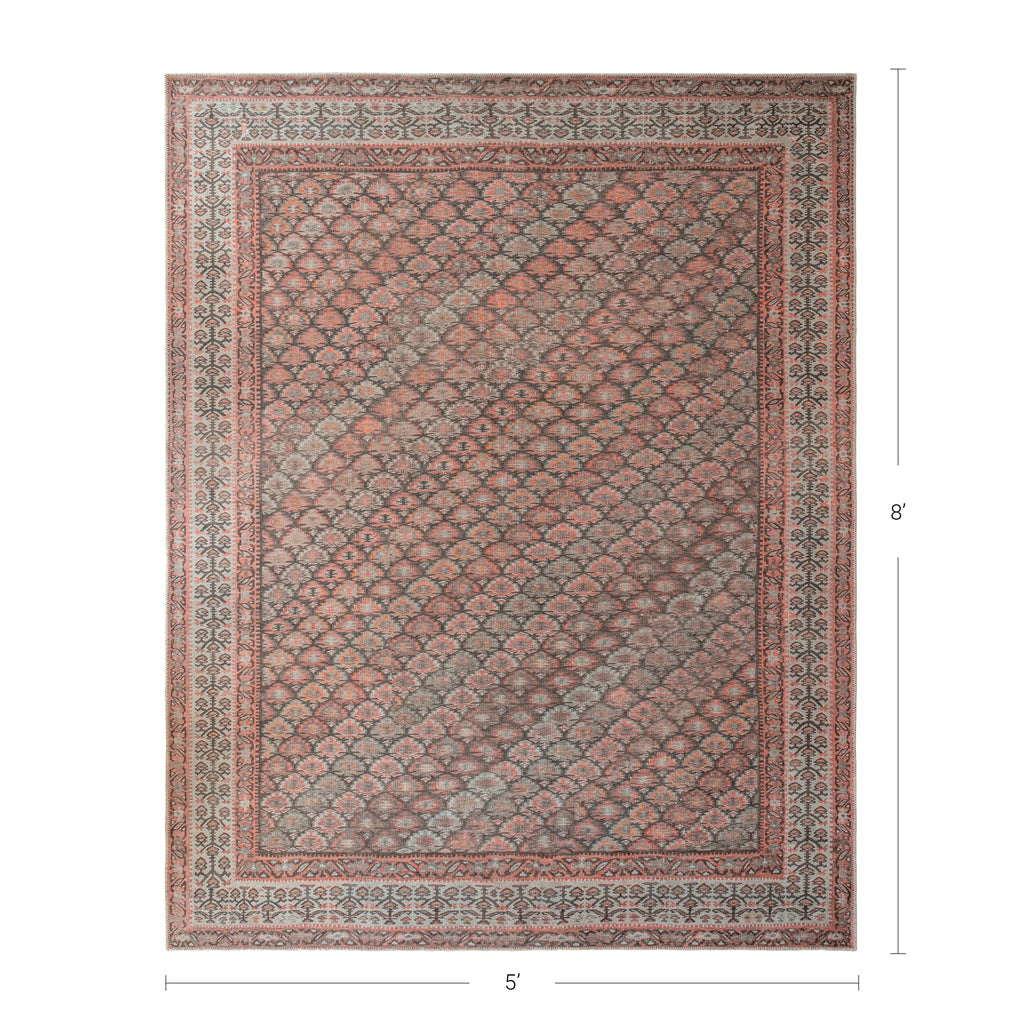 Knot In Line Brown & Orange Area Rug - Persian-inspired design