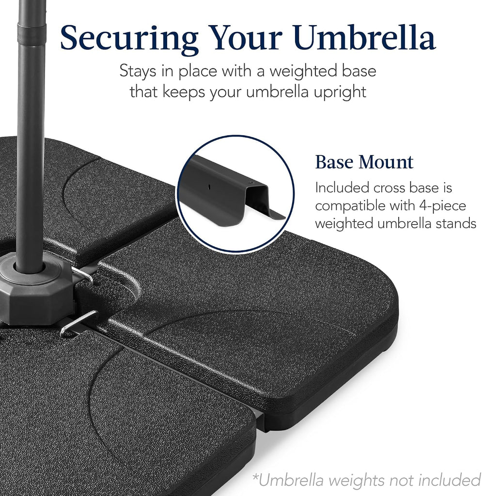 10ft Offset Cantilever Hanging Market Patio Umbrella, Smooth 360° Rotation, 8 Sturdy Ribs, Easy Adjustment - Sand