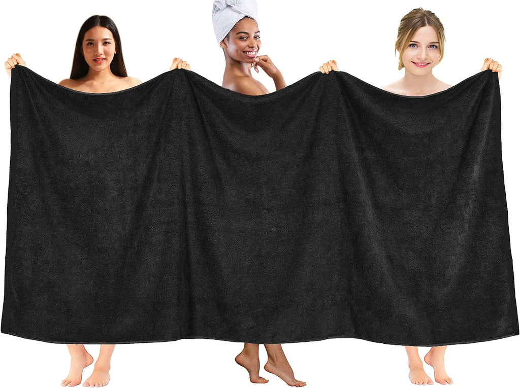 Pack of 1 Jumbo Bath Sheet 40x80 Inches, Oversized Black Bath Towels, Fluffy and Thick Extra Large Bath Sheets