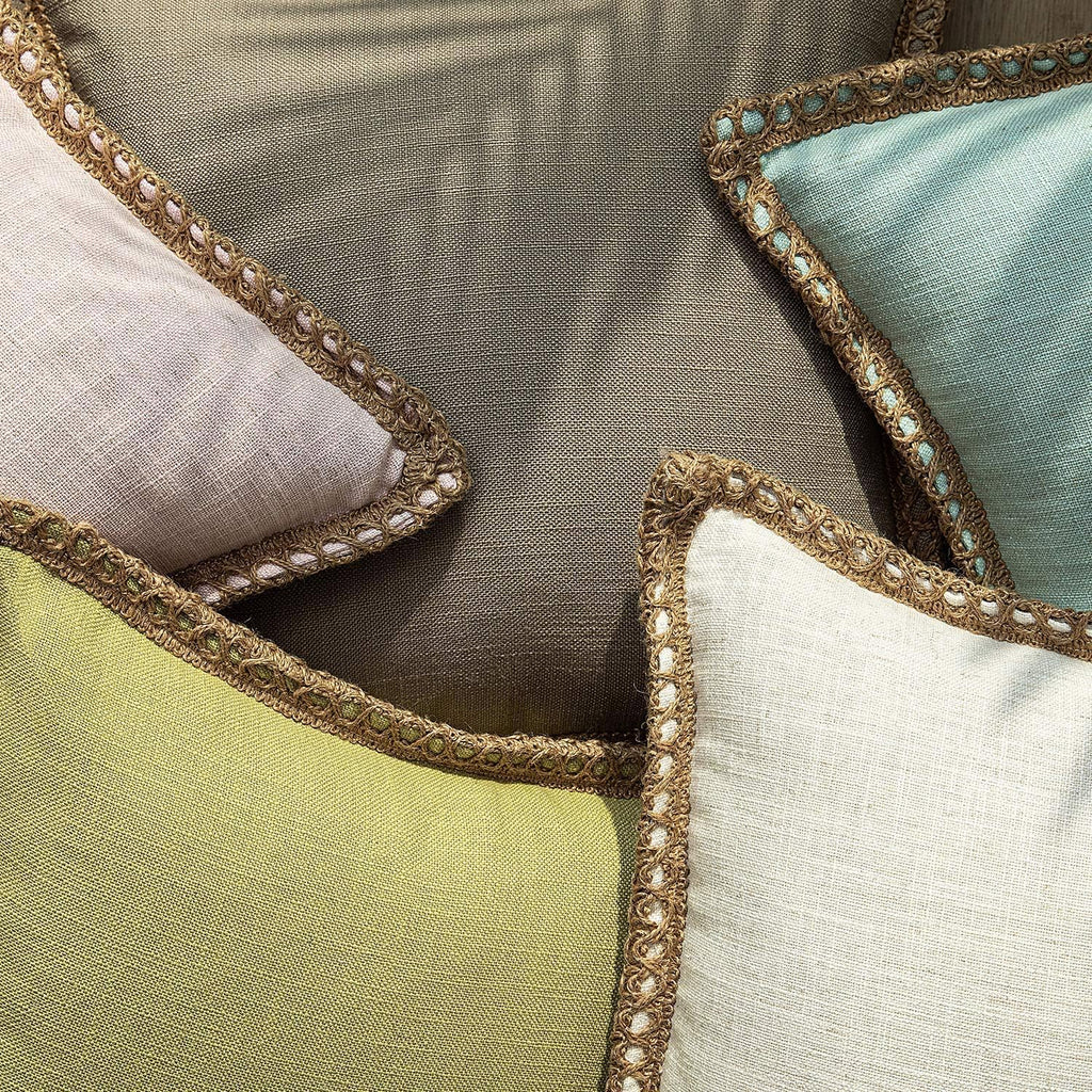 Pack of 2 Farmhouse Modern Spring Decorative Throw Pillow Covers Burlap Linen Trimmed Outdoor Pillows Tailored Edges